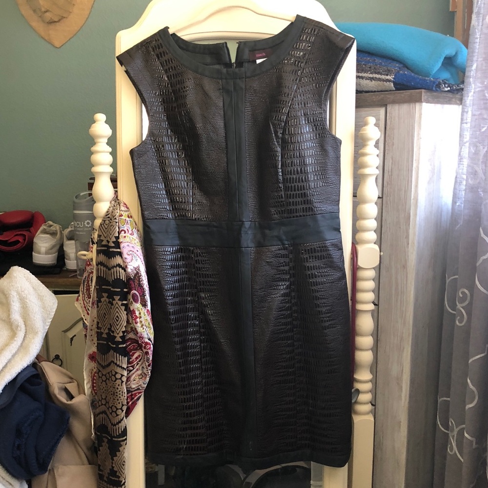 Mark. Brown and black leather dress
